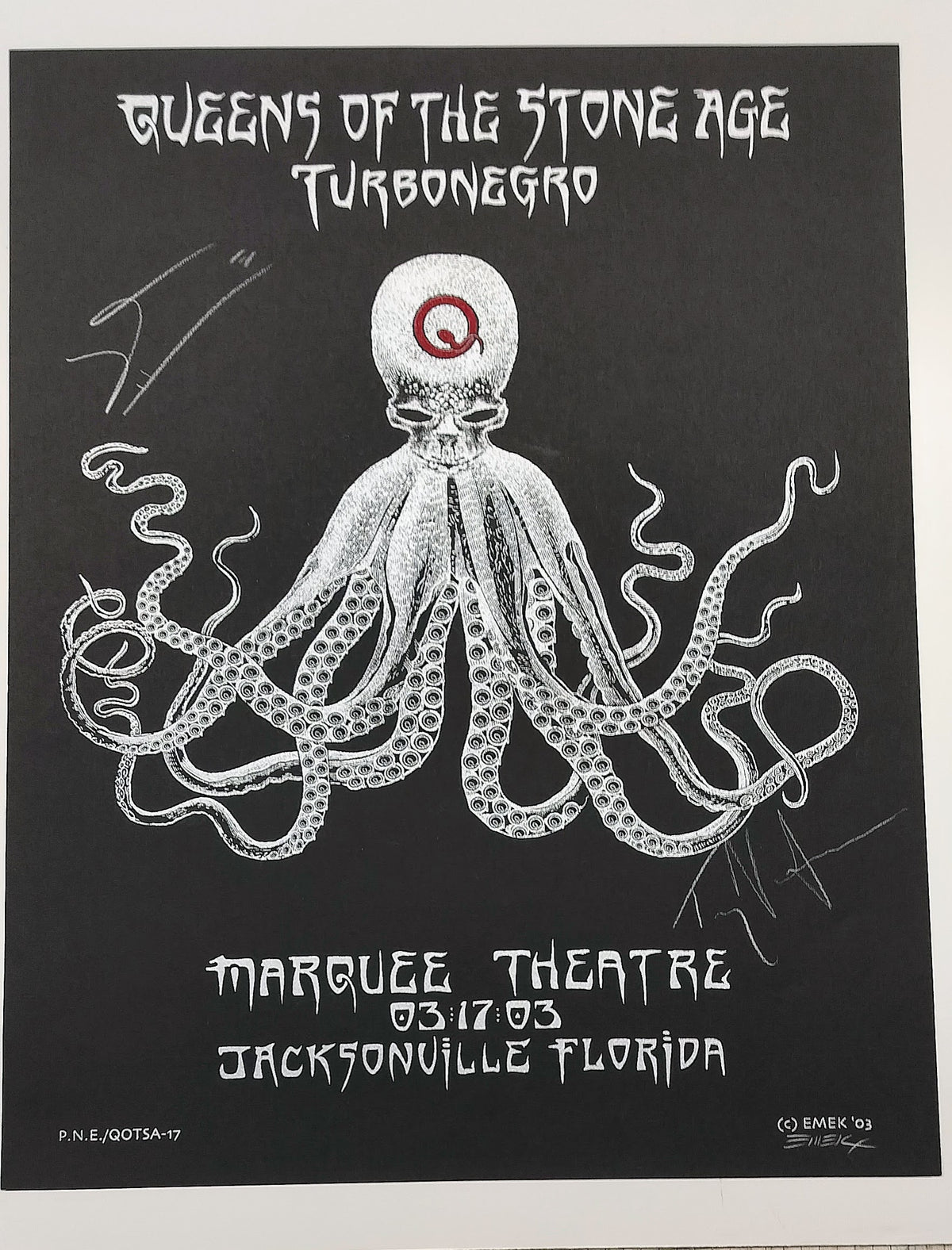 Emek Queens of the Stone Age Jacksonville 2003 Band Signed