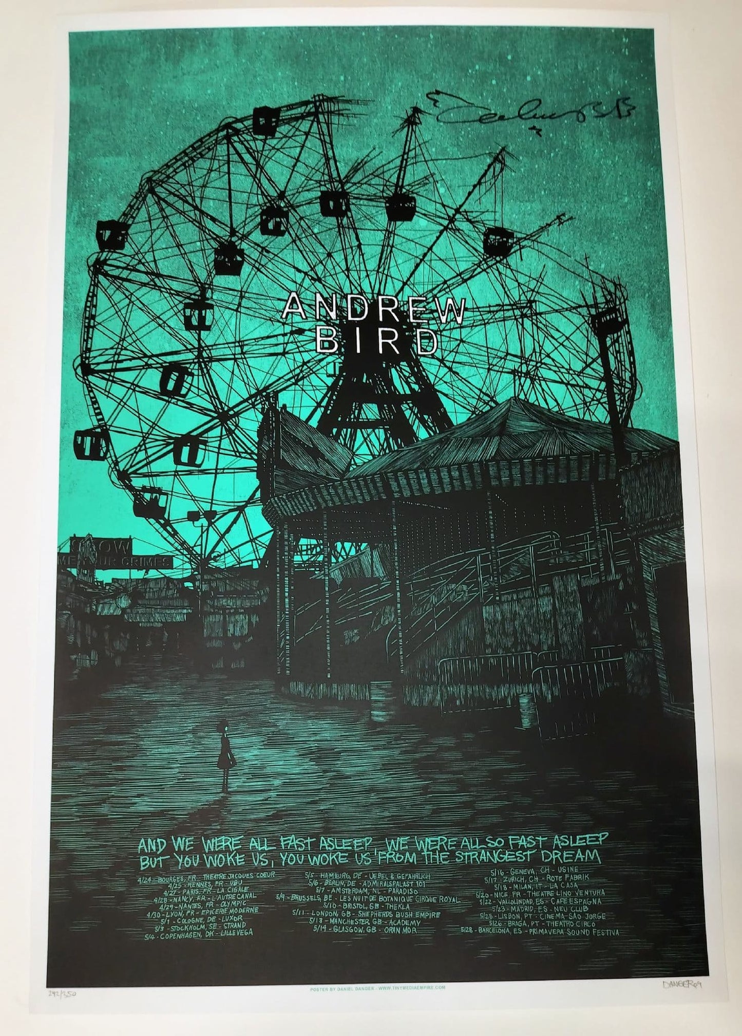 Andrew Bird Hand Signed European Tour Poster