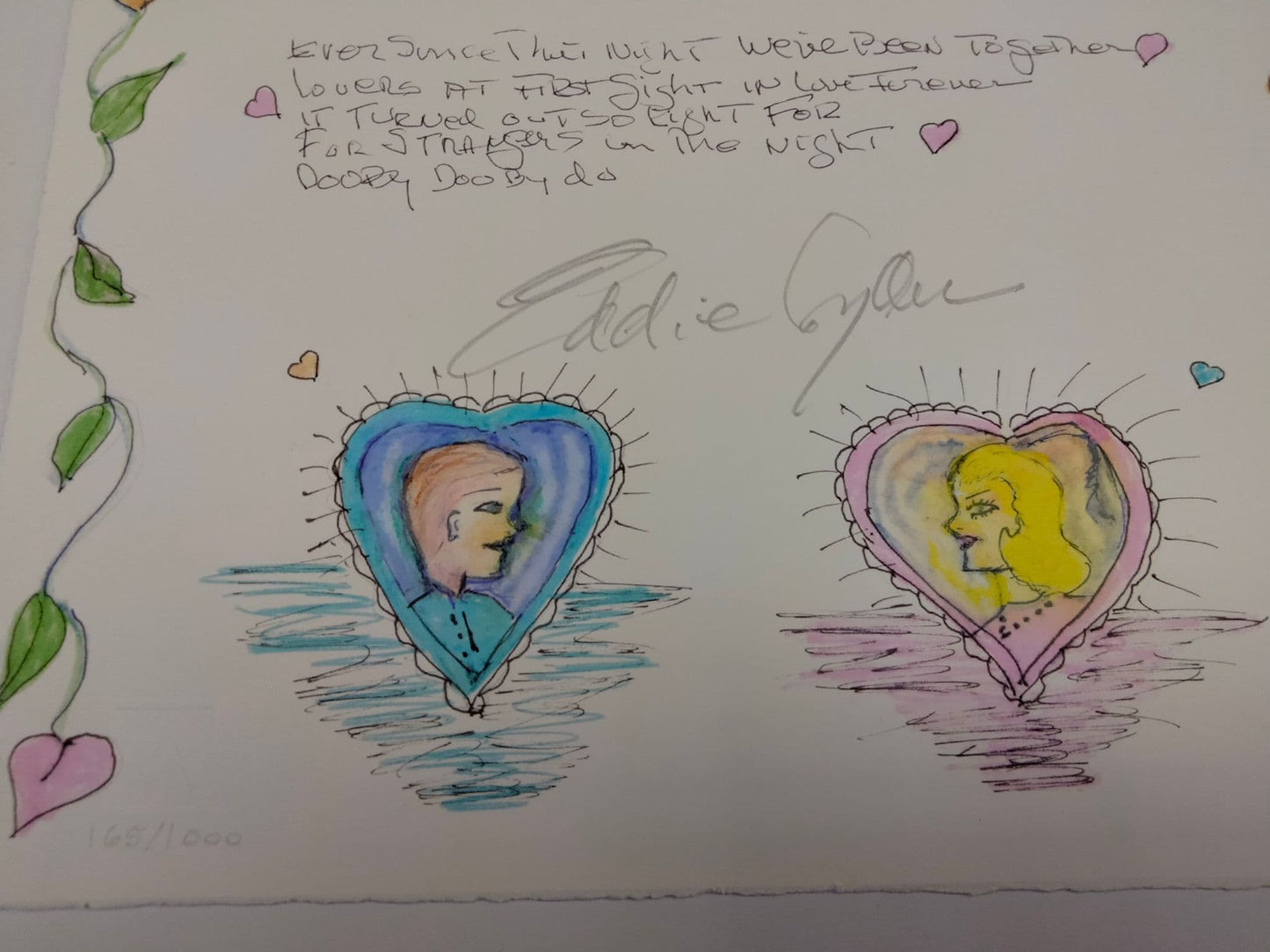 MANUSCRIPT ORIGINALS Eddie Snyder "Strangers In The Night" Hand signed and illustrated lyrics