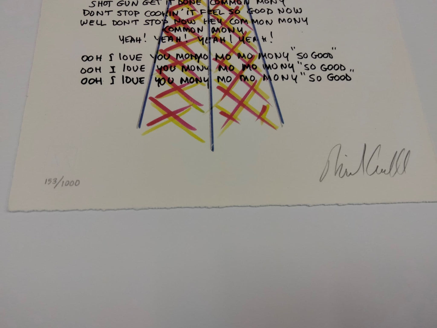MANUSCRIPT ORIGINALS Tommy James and Ritchie Cordell "Mony Mony" Hand signed and illustrated lyrics
