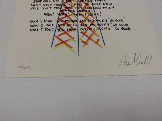 MANUSCRIPT ORIGINALS Tommy James and Ritchie Cordell "Mony Mony" Hand signed and illustrated lyrics