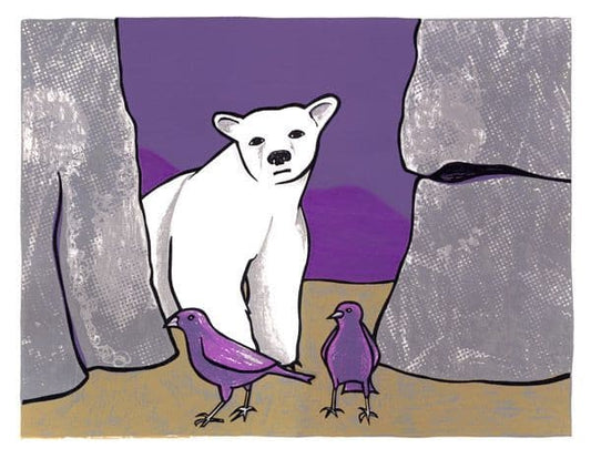 Polar Bear With Birds Art Print 2005